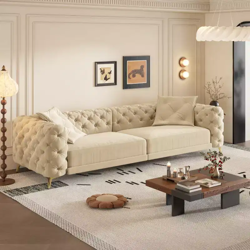 3-in-1 Convertible King Size Sleeper Sofa Bed with Movable Ottoman – 97.7