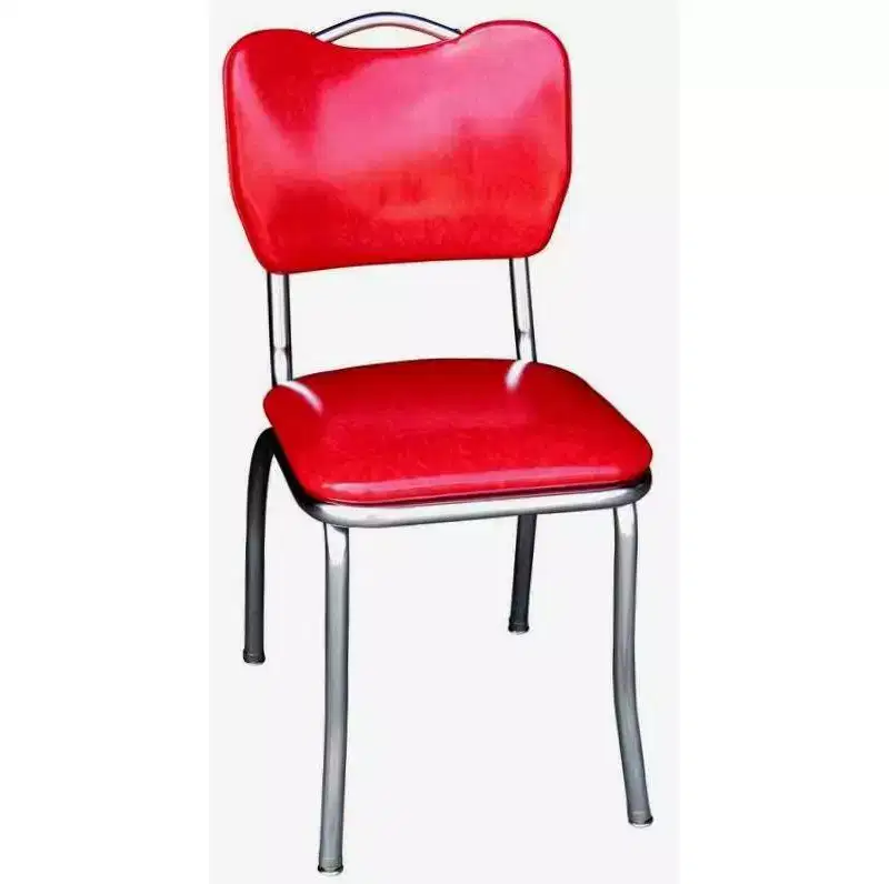 Richardson Seating Handle Back Unstriped Diner Chair Cracked Ice Red: Retro Kitchen Furniture, Vinyl Upholstery, Metal Frame