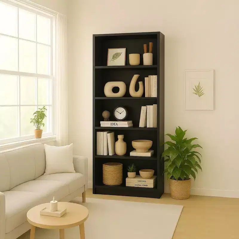 5 Tier Bookshelf Storage Cabinet - 5 Shelf Open Bookcase with Anti-Tip Safety Kit for Living Room, Home Office & Bedroom