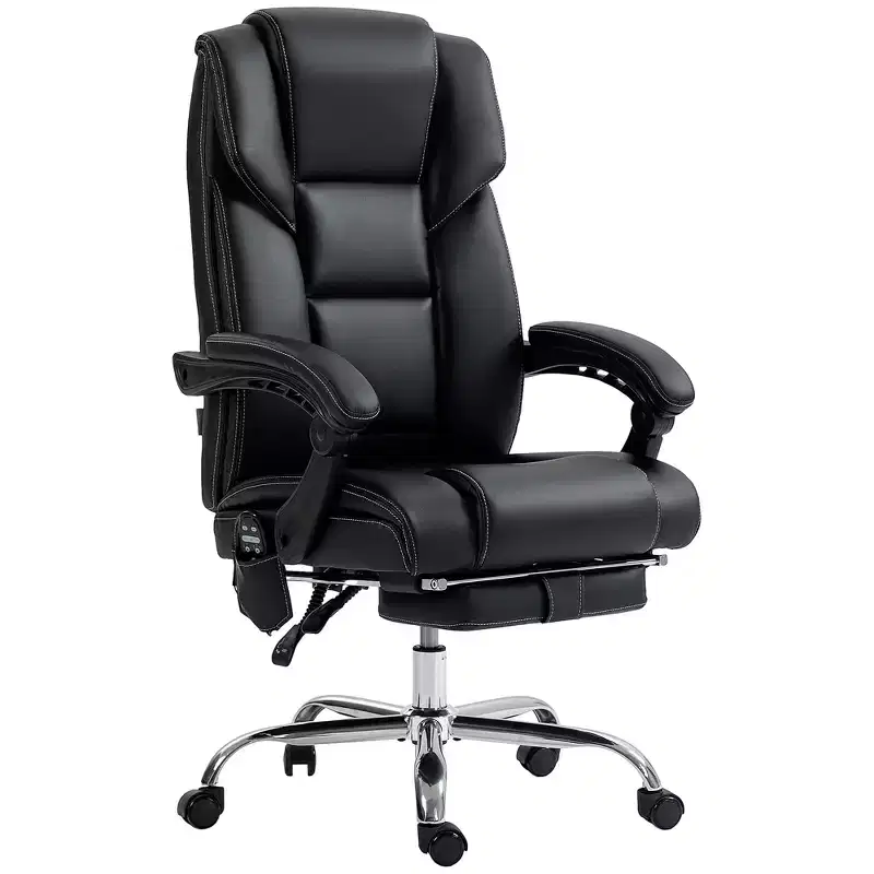 Massage Office Chair with Heat – 6-Point Vibration, PU Leather, Reclining, Footrest