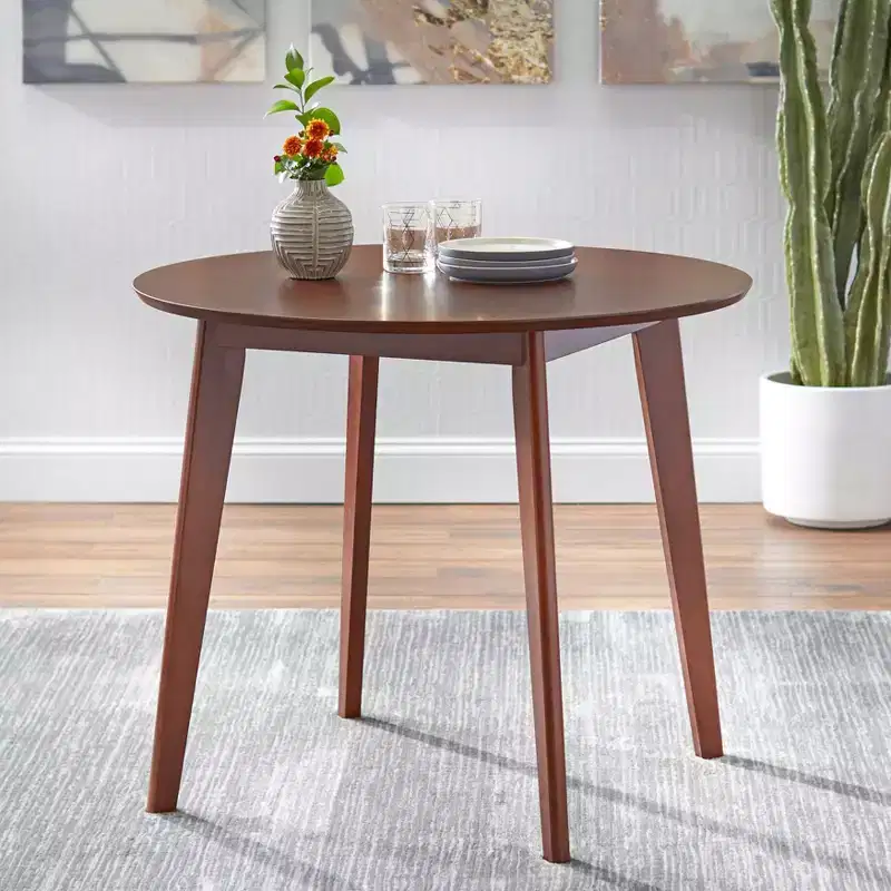 Buylateral Tania Mid Century Modern 35.5" Round Dining Table Walnut