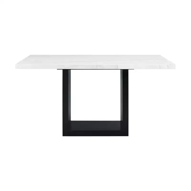 Willow Marble Counter Height Dining White: Chic Black Base, 6 Seats