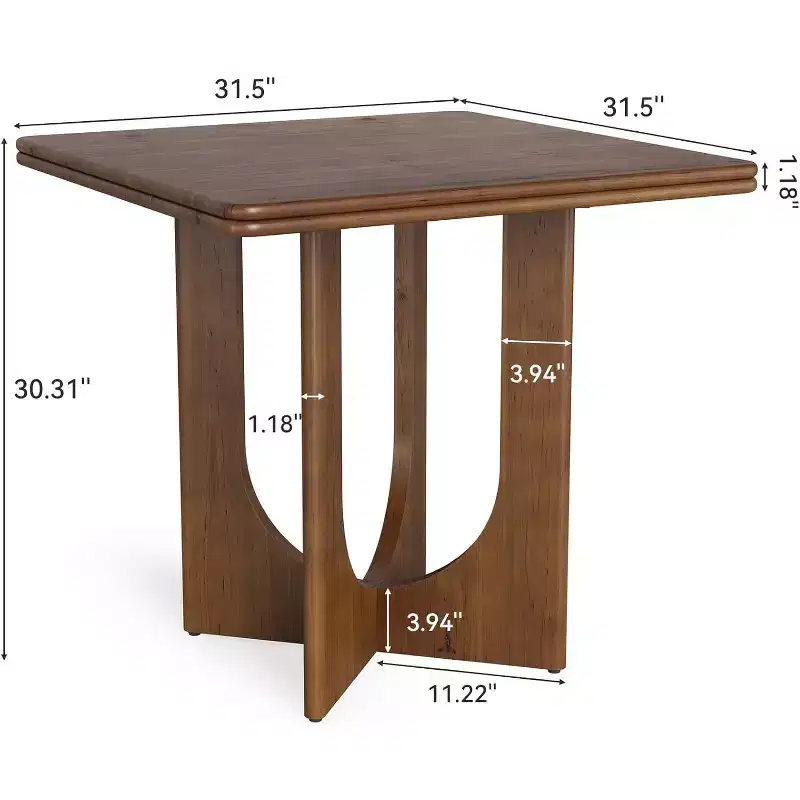 Lantine Wooden Square Dining Table for 2-4 People, 31.5 inch Small Dinner Table for Dining Room, Kitchen, Small Space