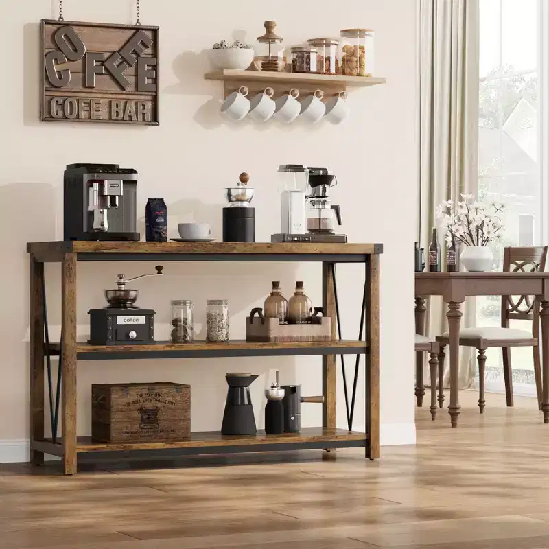 47 Farmhouse Console Table,2-Tier Wood Entryway Sofa Table,Spacious Storage Shelves for Living Room, Hallway, Foyer