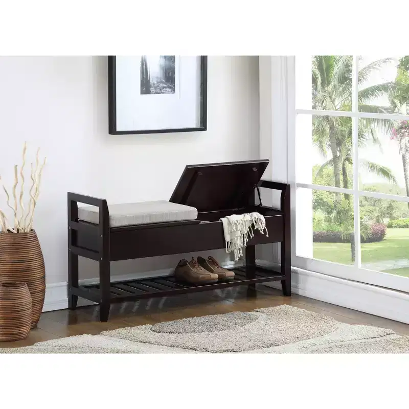Vannes Espresso Storage Shoe Bench