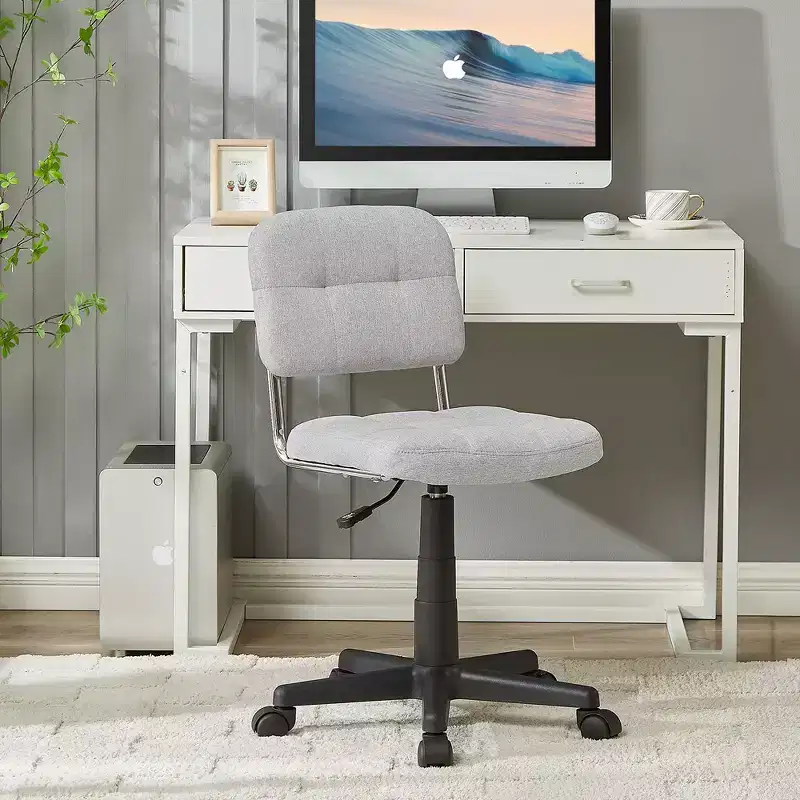 Modern Armless Home Office Chair, 360° Rolling Swivel, Height Adjustable