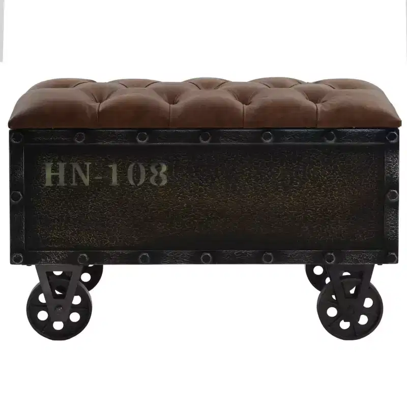 Storage Bench with Castors 31.7 Solid Wood Fir