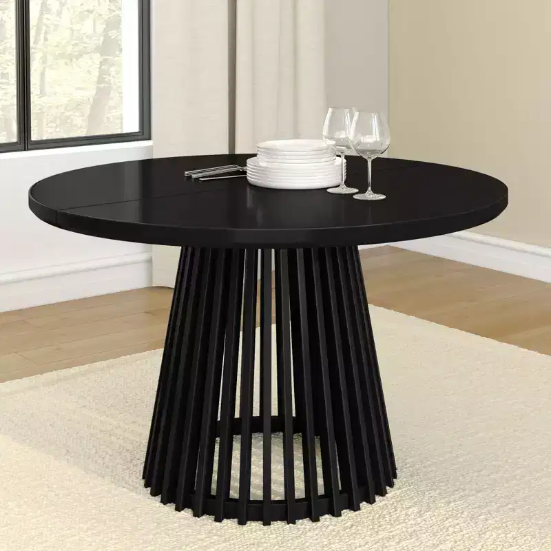 Plank+Beam 48 Lido Round Dining Table, Solid Wood Minimalist Kitchen Table for 4