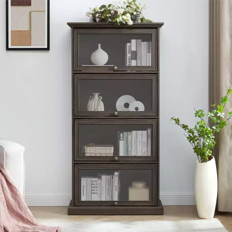 4-Shelf Bookcase for Books and CDs, Storage Organizer for Living Room, Hallway & Office