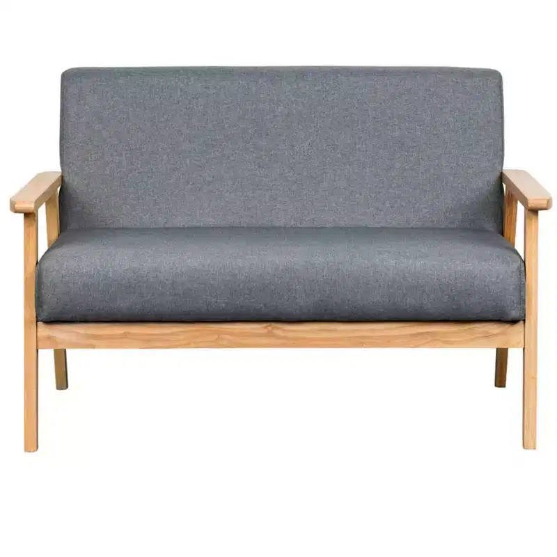 Irene Modern 45 Wooden Linen Upholstered Loveseat
