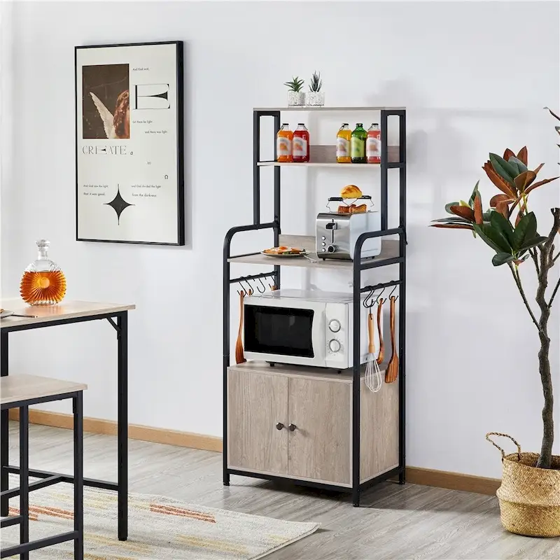 Yaheetech Multilayered Baker's Rack with 1 Cabinet 3 Storage Shelves