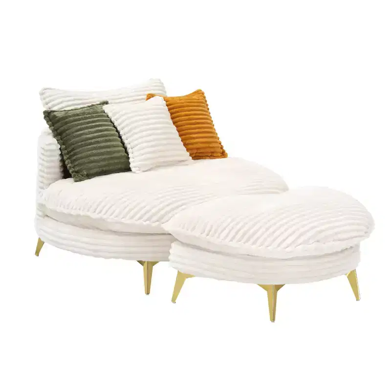 Modern Accent Chair with Ottoman, Upholstered Oversized Single Sofa Couch, Deep Seat Lounge Chair with Footrest for Bedroom Living Room Office
