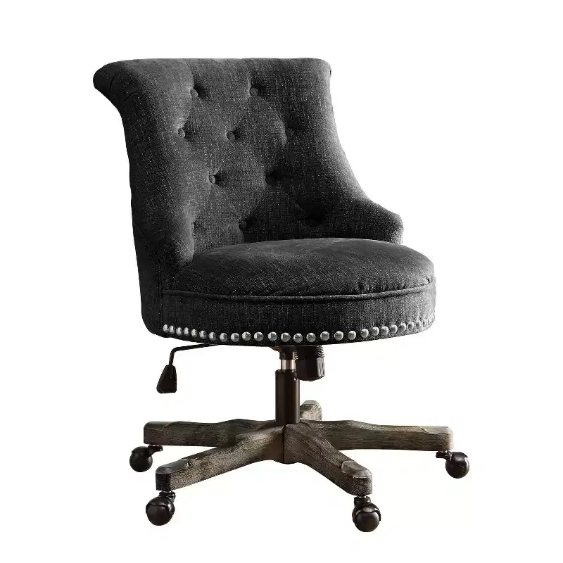 Ergonomic Office Chair with Walnut Wood Base, Adjustable Height & Swivel