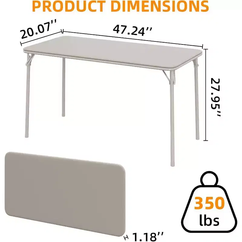 Foldable Table with PU Leather Surface and Metal Frame