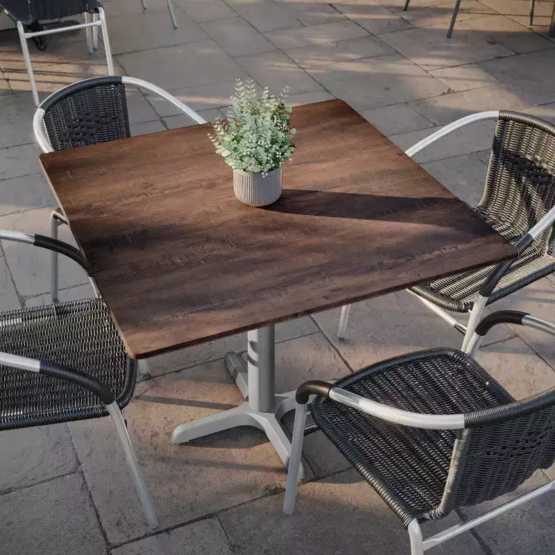 Flash Furniture Acadia TopGuard HPL Wrapped Tabletop, Seamless Edge, Scratch & Stain Resistant, Commercial Grade