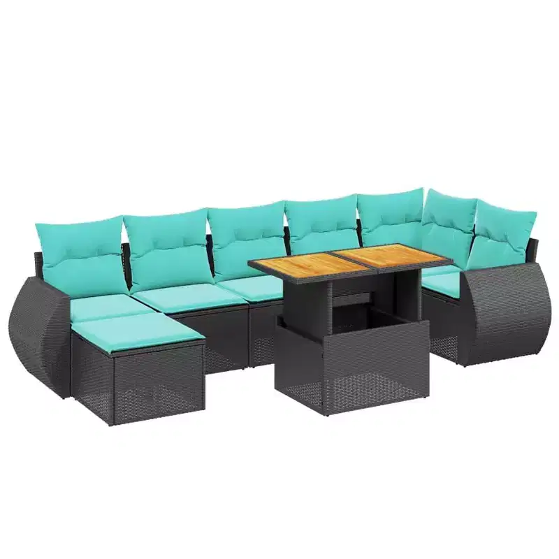 vidaXL Patio Sofa Set with Cushions Poly Rattan