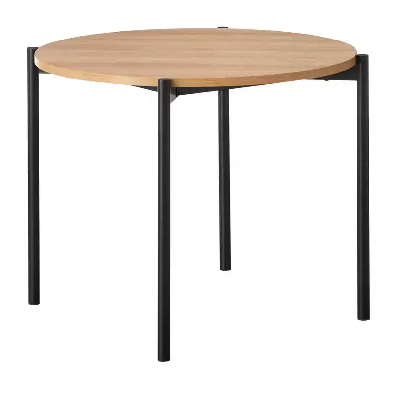 Mid-Century Modern Round Dining Table Oak/Black