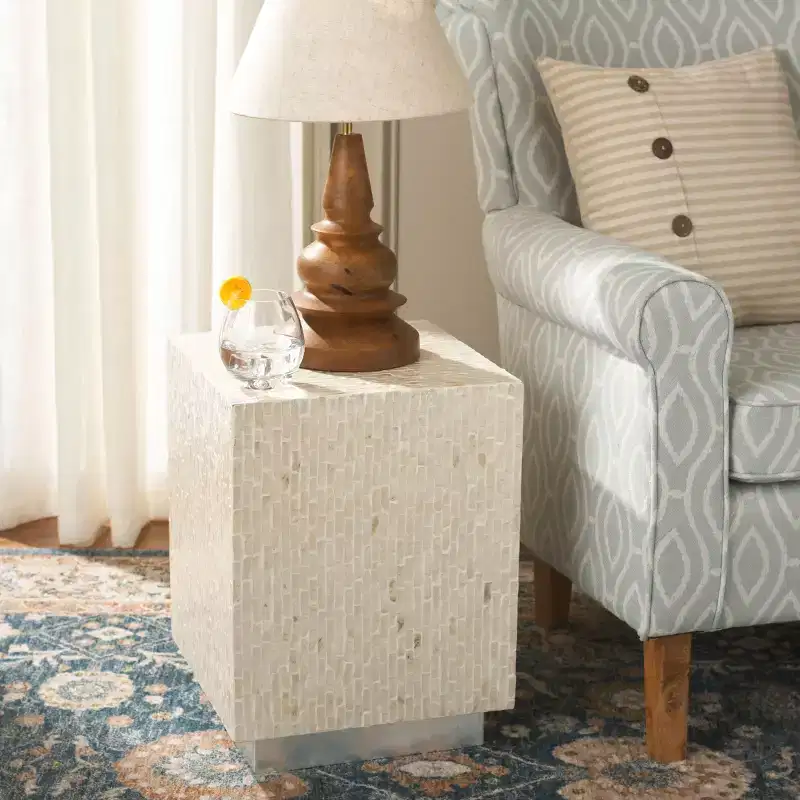 Scarlett Square Accent Table - ACC1809A - Natural/Silver - Safavieh
