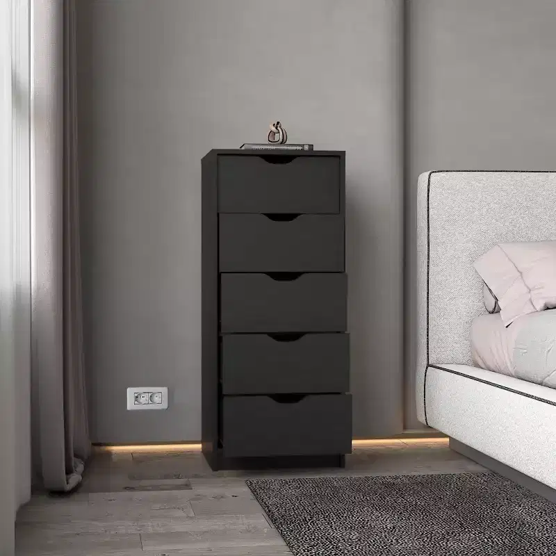 Modern 5-Drawer Vertical Bedroom Dresser, Storage Chest of Drawers Wooden Tall Dresser Chest for Living Room, Entryway