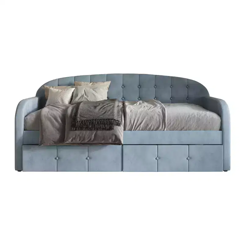 ChaletPosh Twin Size Daybed in Velvet with Storage