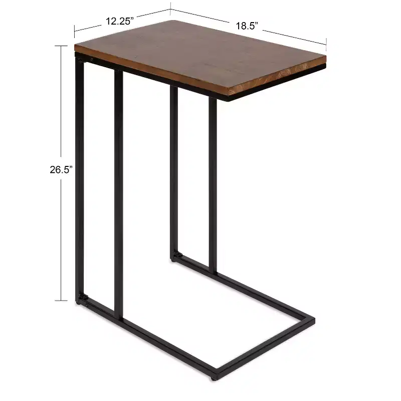 Kate and Laurel Lockridge Rectangle Wood C Table, 19x12x27, Walnut Brown
