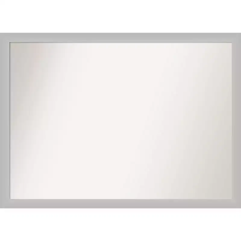 41" x 30" Non-Beveled Low Luster Silver Wood Wall Mirror - Amanti Art: Modern Rectangular, Includes Mount Hardware
