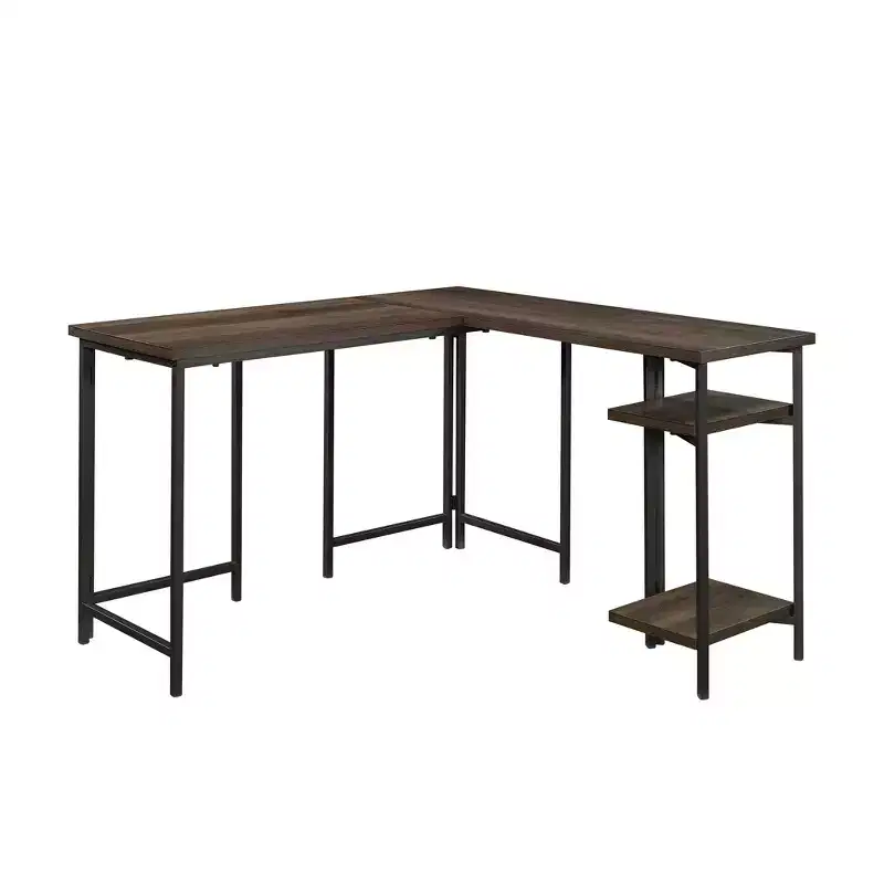 Willow Rustic Wood Storage Desk with Adjustable Shelves