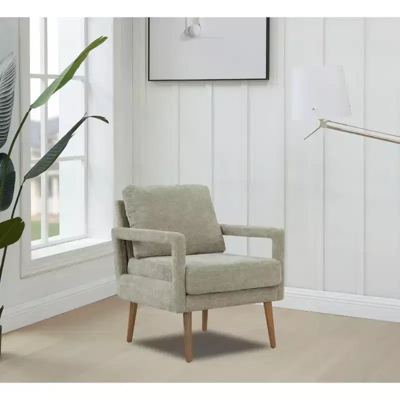 Okak Modern Mid-Century Accent Chairs, 2pcs with Wood Legs, Soft Cushion for Living Room and Bedroom