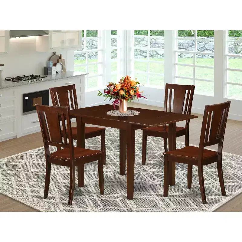 HomeStock 5 Piece Dining Set Rectangle Table Chairs Wood