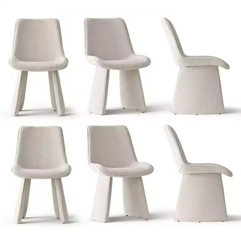 Set of 6 Modern Fully Upholstered Dining Chairs with Sculptural Silhouette,Soft Padded Armless Side Chairs for Dining Room or Kitchen-Panipeachy