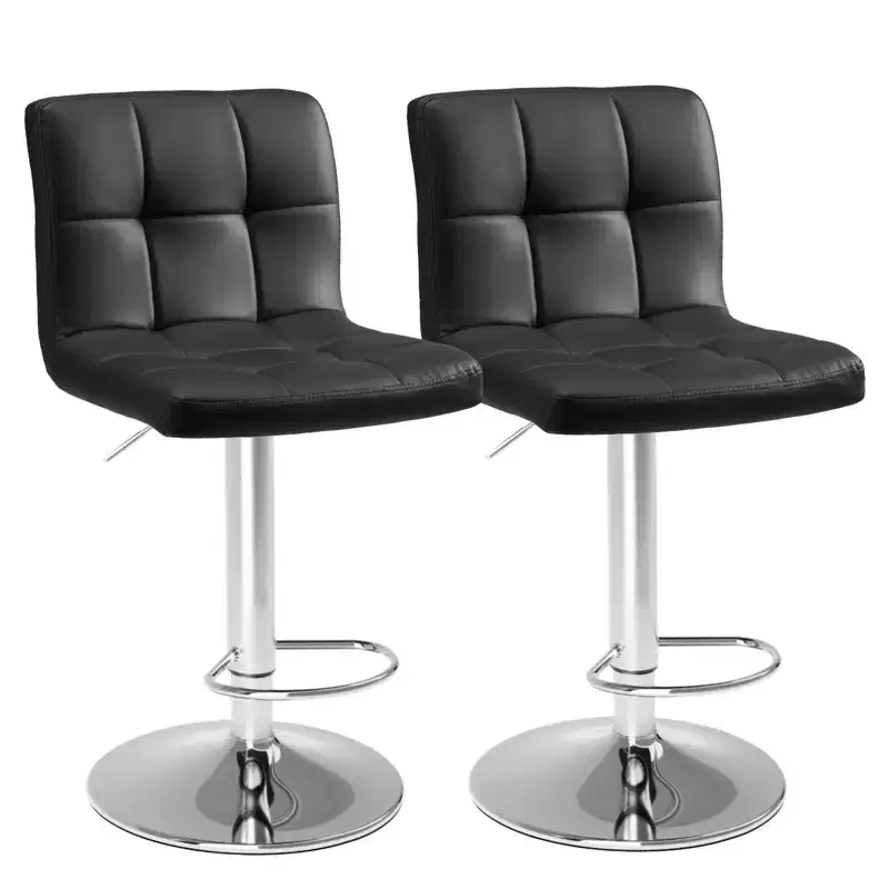 TUYOHW PU Leather Adjustable Bar Stools Set of 2,Counter Height Bar Stools with Backrest & Footrest,Barstool,Swivel Barstool for Kitchen,Cafe