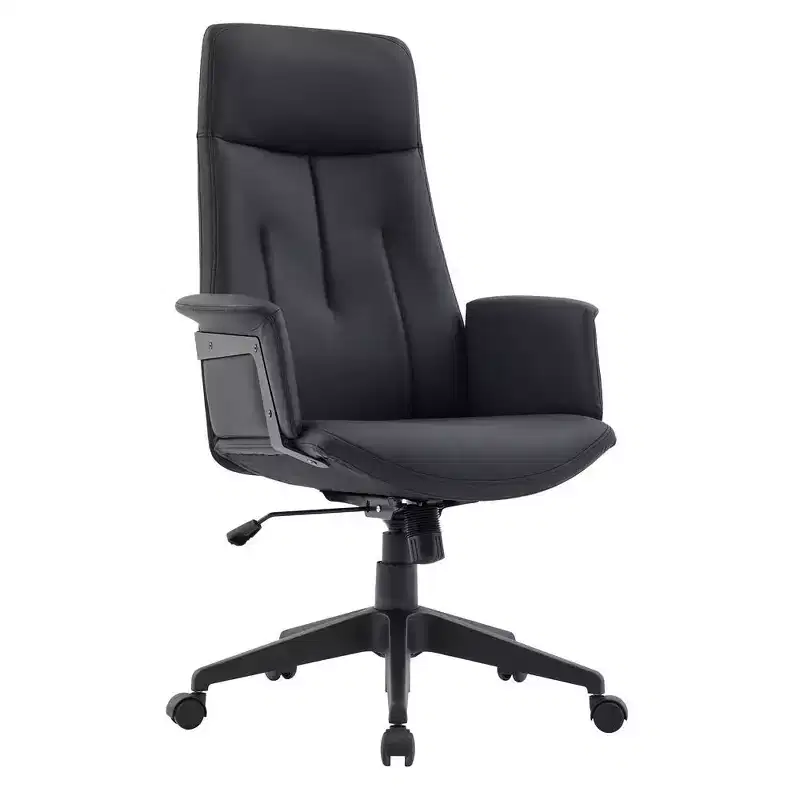 LeisureMod Aiaria Ergonomic Leather High-Back Office Chair  Adjustable Height, Swivel & Tilt, Armrests, Modern Desk Chair for Home Office
