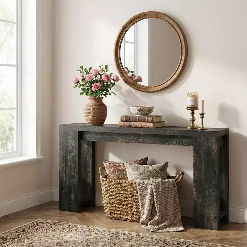 70.9-Inch Wood Console Table, Farmhouse Entryway Sofa Table