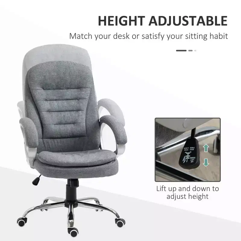 Ergonomic Office Chair with Adjustable Height & Padded Armrest, Criss Cross, Gray