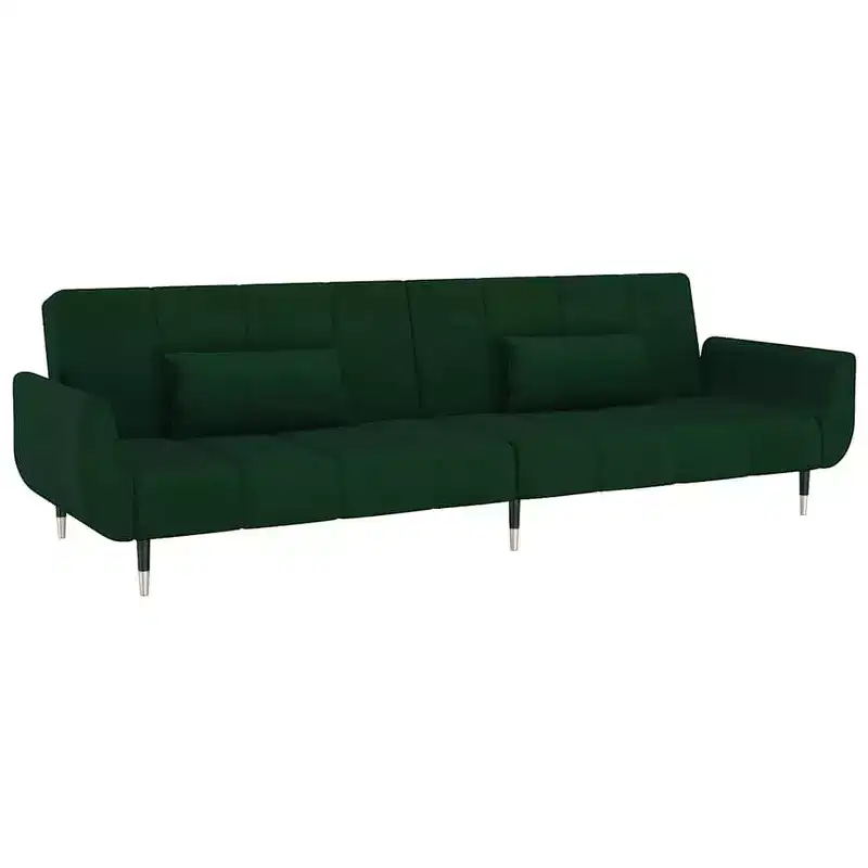 2 - Seater Sofa Bed with Two Pillows Dark Gray Velvet