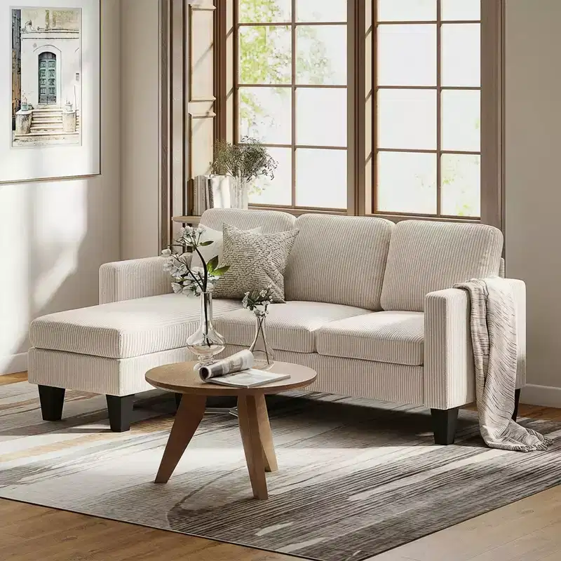 HOMCOM 73 Sectional Sofa, L Shaped Couch with Reversible Chaise or Ottoman