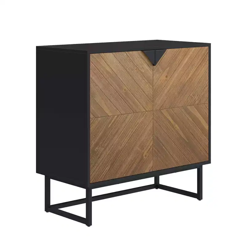 Nathan James Set of 3 Enloe Console Table with Wood Doors Black