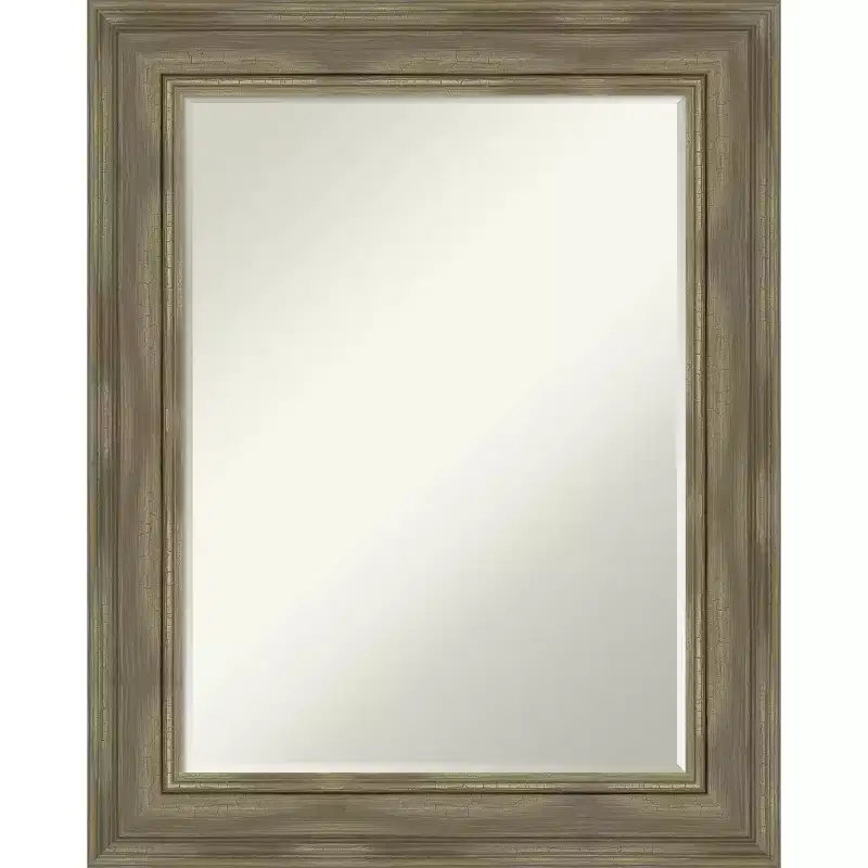 Amanti Art Alexandria Petite Bevel Wood Bathroom Wall Mirror