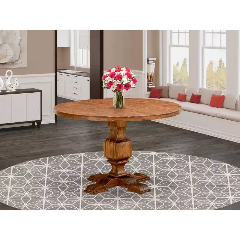 Round Dining Table, Brown, Pedestal Base, Seats 2