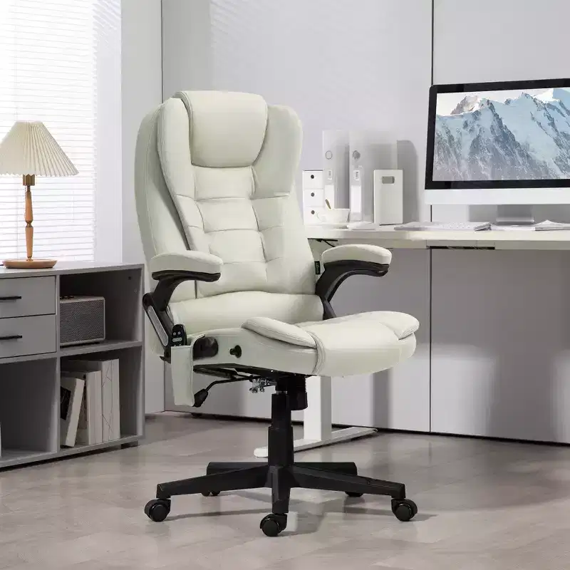6 Point Vibrating Massage Office Chair with Heat, Microfiber High Back Executive Office Chair with Reclining Backrest, Armrests