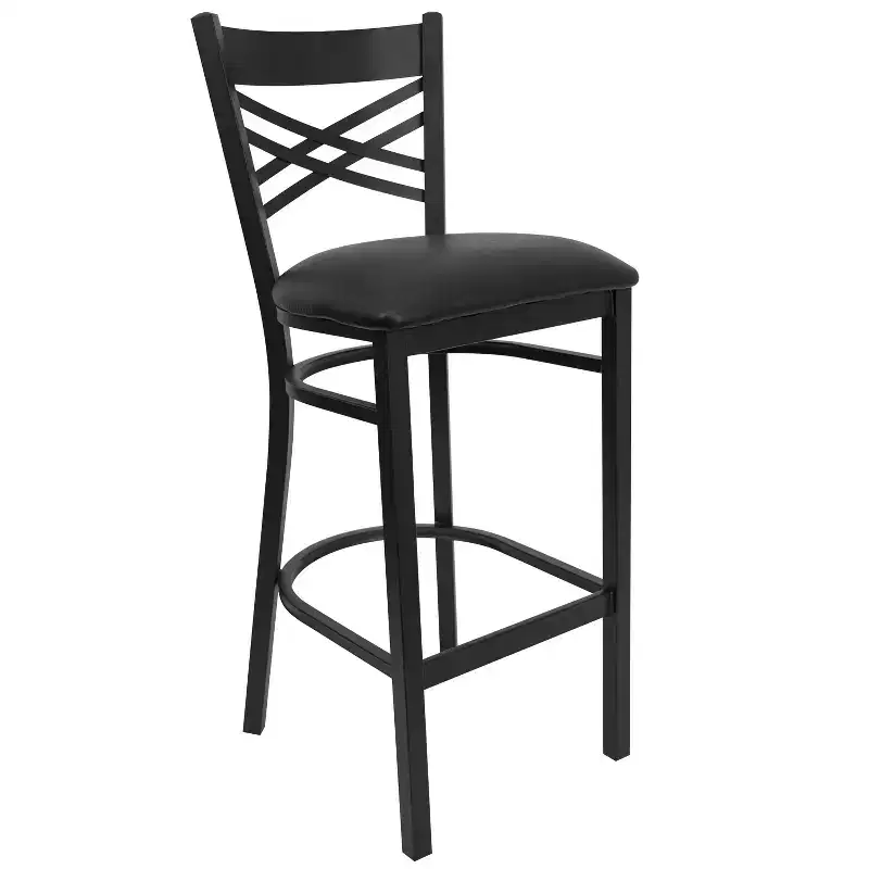 Flash Furniture Black ''X'' Back Metal Restaurant Barstool