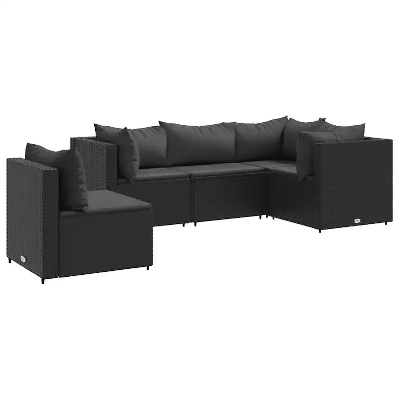 vidaXL Patio Lounge Set with Cushions Sectional Sofa Garden Backyard Poly Rattan