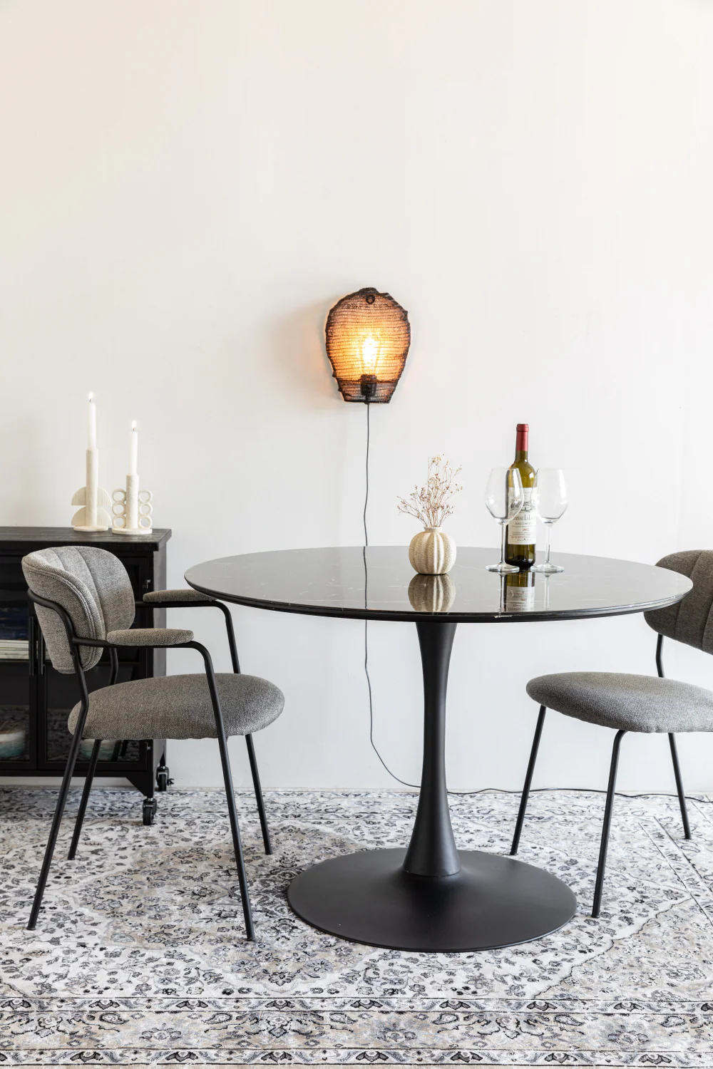 Marble Finish Pedestal Dining Table