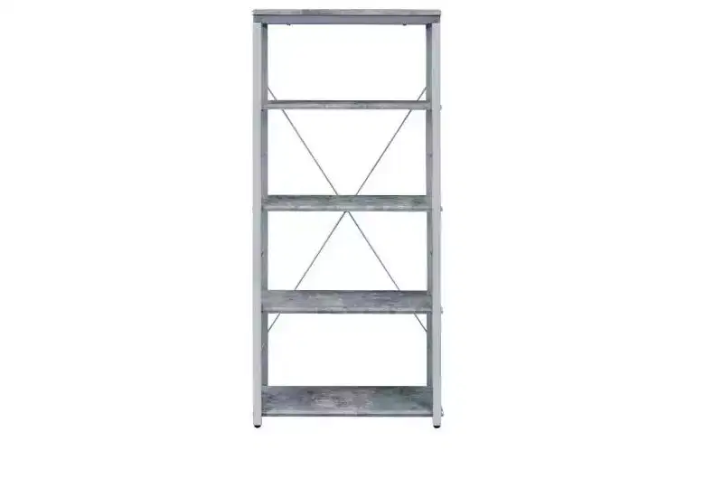 HomeRoots Gray And Silver Metal Four Tier Etagere Bookcase