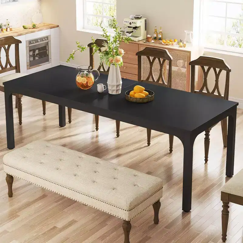 Okak Farmhouse Wood Large Collaborative Desk Rectangle Dining Table,Long Modern Kitchen Dinner Table for Dining Room,Breakfast Nook