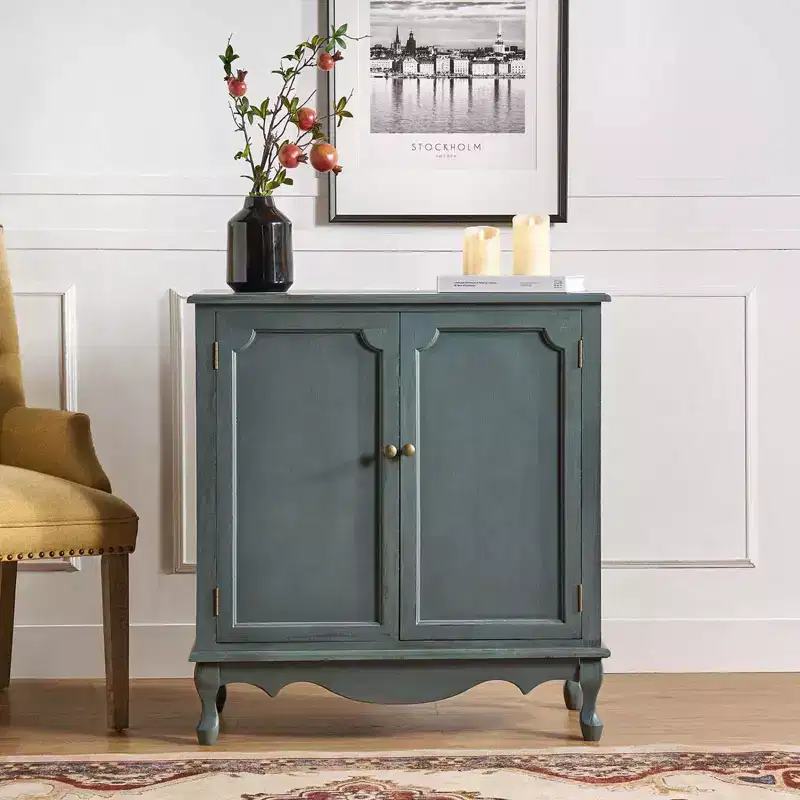 34Tall-2 Door Farmhouse Style Accent Cabinet with Adjustable Legs