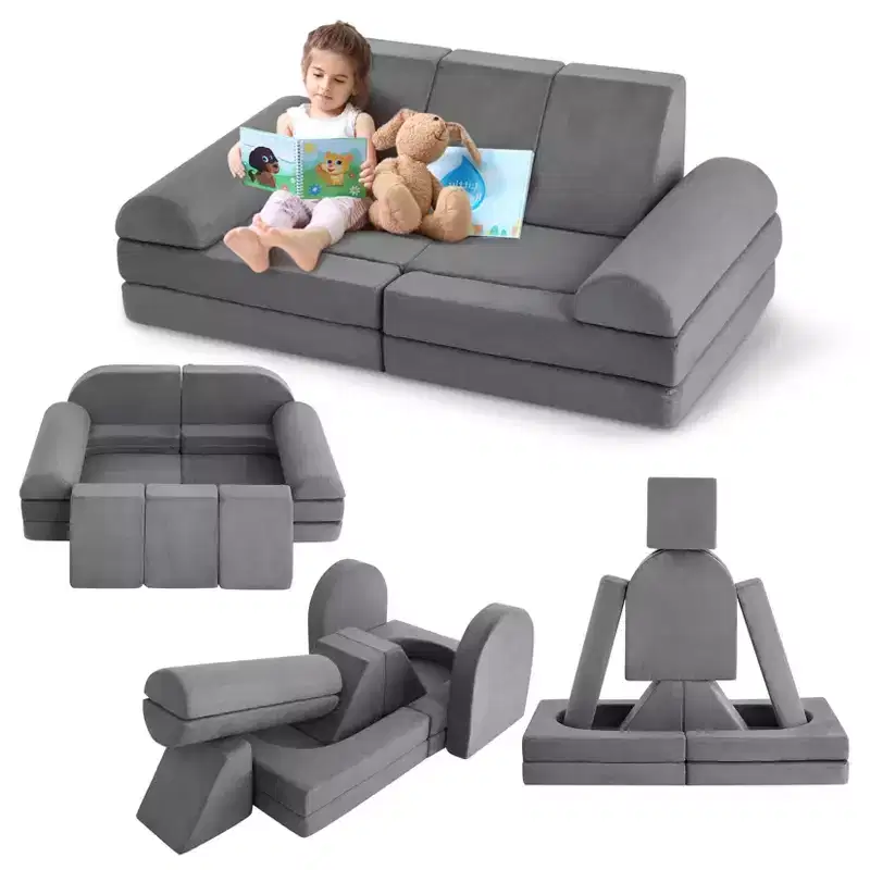 Kids Couch,10Pcs Modular Kids Play Couch,Soft Foam Toddler Couch with Ball Pit for Boys Girls,Convertible Child Sectional Sofa for Bedroom,Playroom
